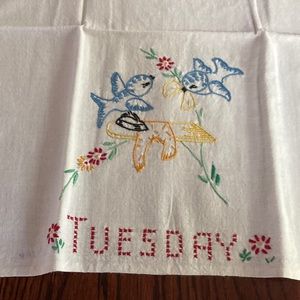 Vintage embroidered tea towel